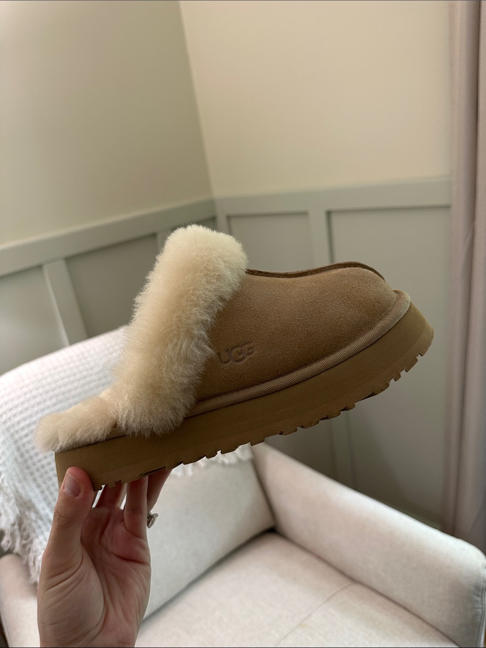 UGG Women's Beige Sheepskin Fur-Lined Slip-On Clogs